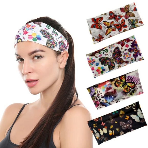 3/$24 Butterfly Print Wide Headband - Picture 2 of 7